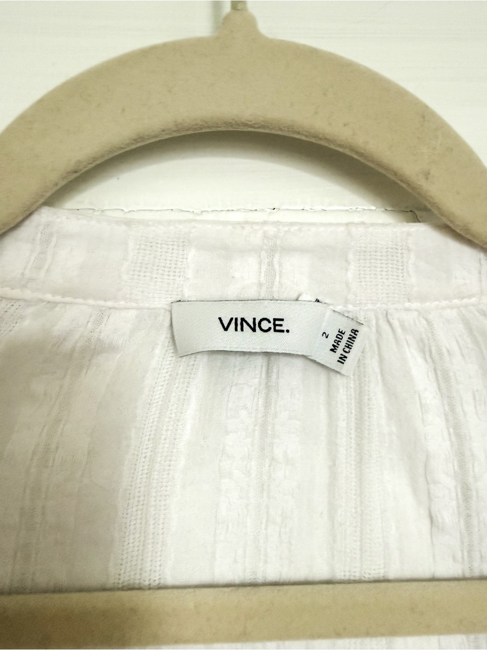 Vince White Shirred Neck Pintuck Stripe Popover Blouse - Picture 4 of 9
